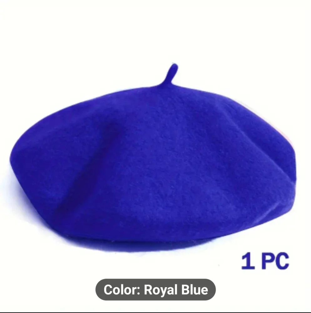 Royal Blue 100% Wool FRENCH Beret Tam